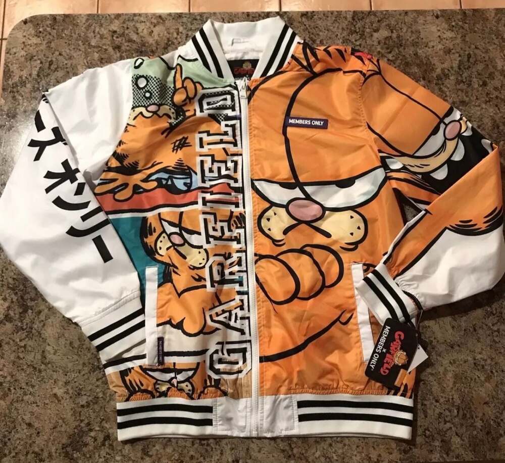 Members Only x Garfield Comic Print Bomber Jacket Size L